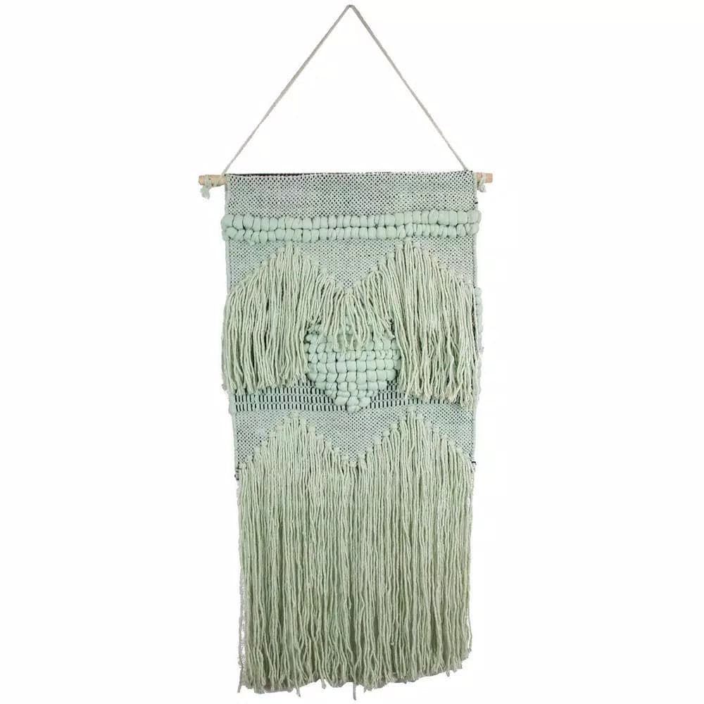 Unbranded Marmont Hill Green Heart Macrame Wall Tapestry - Hand Woven Cotton Wall Hanging