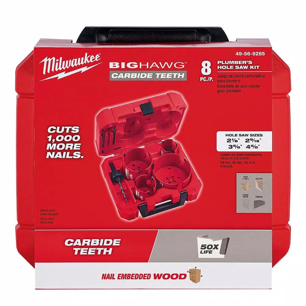 Milwaukee BIG HAWG Carbide Hole Saw Kit, 8-Piece Multi-Material Set