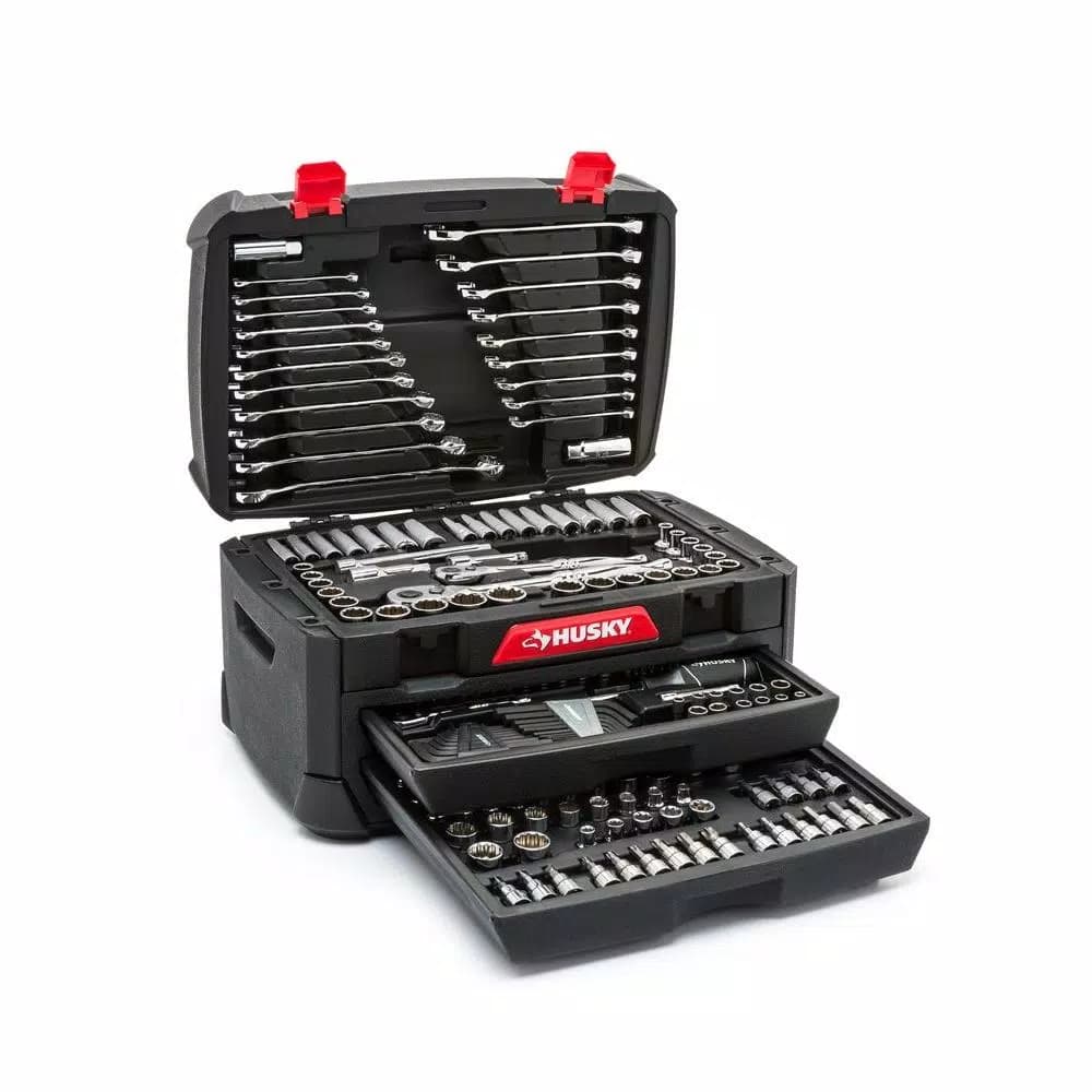 Husky 268-Piece Mechanics Tool Set with 1/4 in, 3/8 in, and 1/2 in. Drive Ratchets and Sockets
