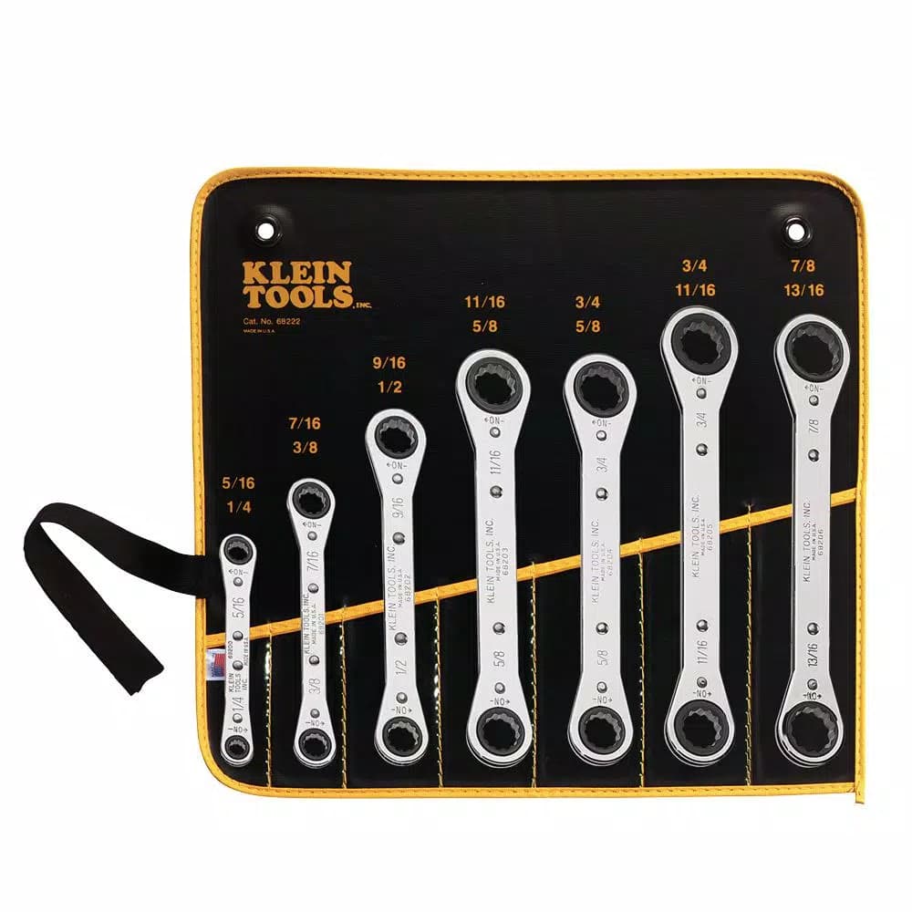 Klein Tools 7-Piece Ratcheting Box Wrench Set, SAE, Carbon Steel