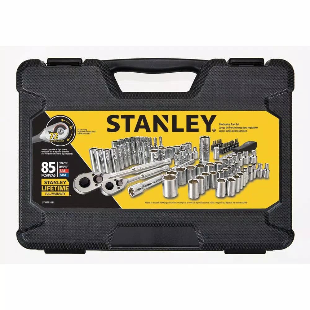 Stanley 85-Piece 1/4 in. and 3/8 in. Socket Set, SAE and Metric