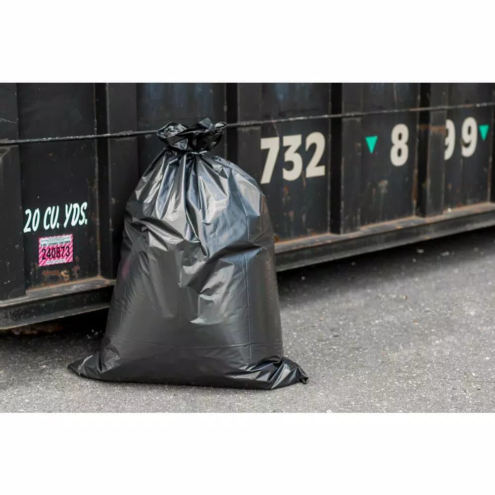 Plasticplace 6.0 Mil Black Contractor Trash Bags, 55-60 Gallon, 36 in. x 58 in., Gusset Seal, 20-Case Pack