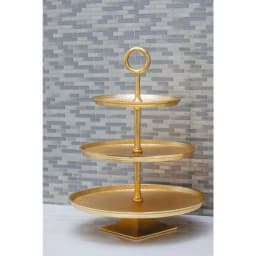 LITTON LANE Modern Reflections 3-Tier Gold Aluminum Cake Stand, 22 x 17 in. thumbnail 5