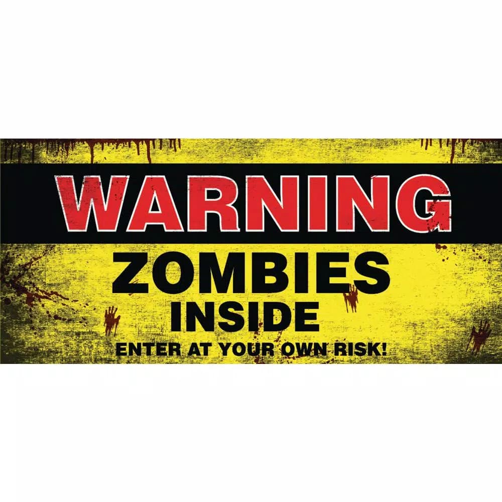 My Door Decor 7 ft. x 16 ft. Zombies Inside Halloween Garage Door Banner Mural