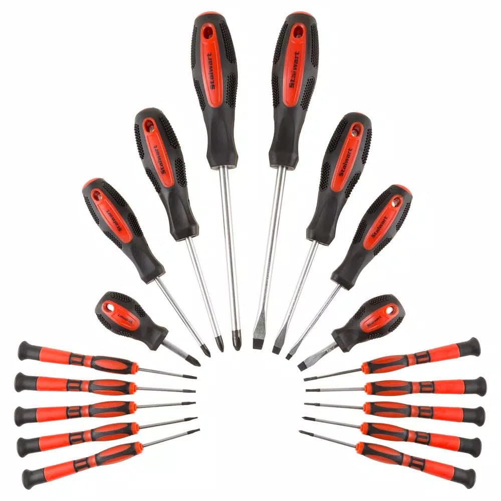 Stalwart 18-Piece Screwdriver Set with Magnetic Tips and Wall Mountable Rack