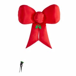 Airblown 4.49 ft. Red Velvet Fuzzy Inflatable Christmas Bow with External LED Spotlight thumbnail 1