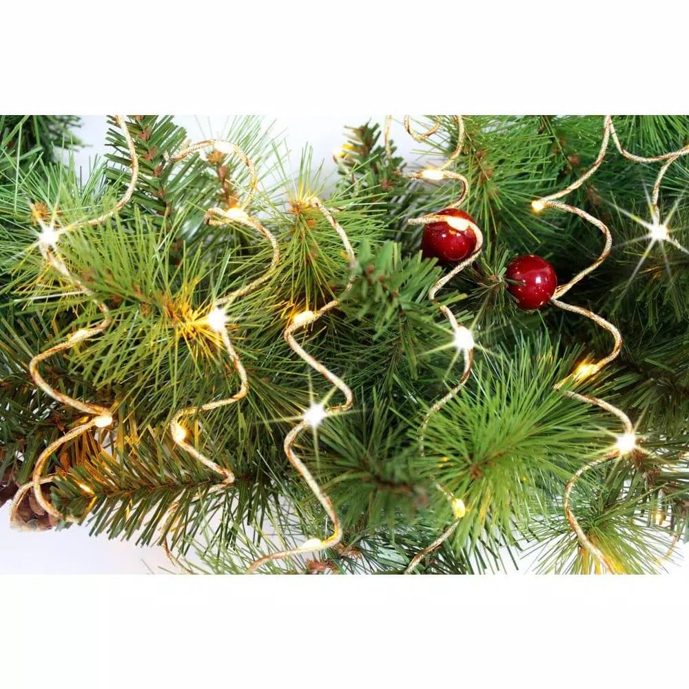Starlite Creations 12 ft. Pre-Lit LED Gold Single Braided Garland, Battery Operated with Timer (Bundle of 2)