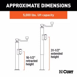 CURT Pipe-Mount Swivel Trailer Jack with Top Handle, 5,000 lbs. Capacity, 15 in. Travel thumbnail 5