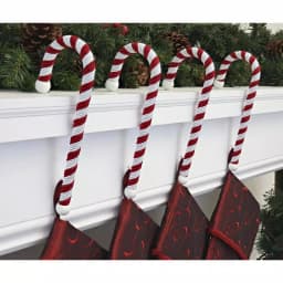 Haute Decor 9 in. Candy Cane Stocking Holder Set, Red and White, 4-Pack thumbnail 2