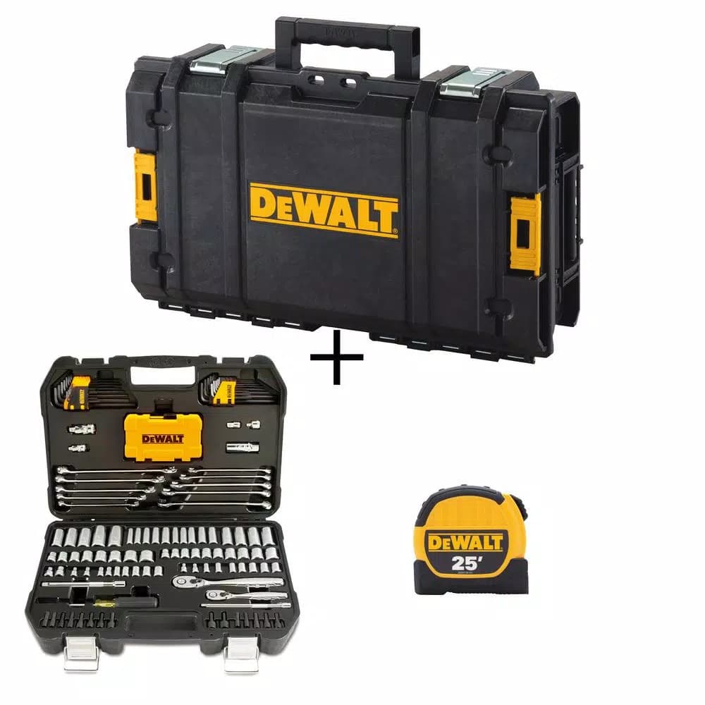 DEWALT 142-Piece Mechanics Tool Set with TOUGHSYSTEM 22 in. Tool Box & 25 ft. Tape Measure