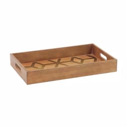 LITTON LANE Rustic Brown Wood Decorative Trays with Gold Geometric Patterns, Set of 2 thumbnail 7