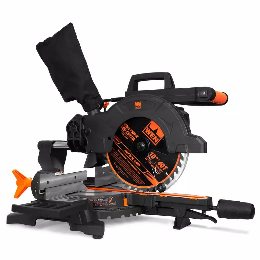 WEN 10 in. 15 Amp Single Bevel Sliding Compound Miter Saw with Laser Guide