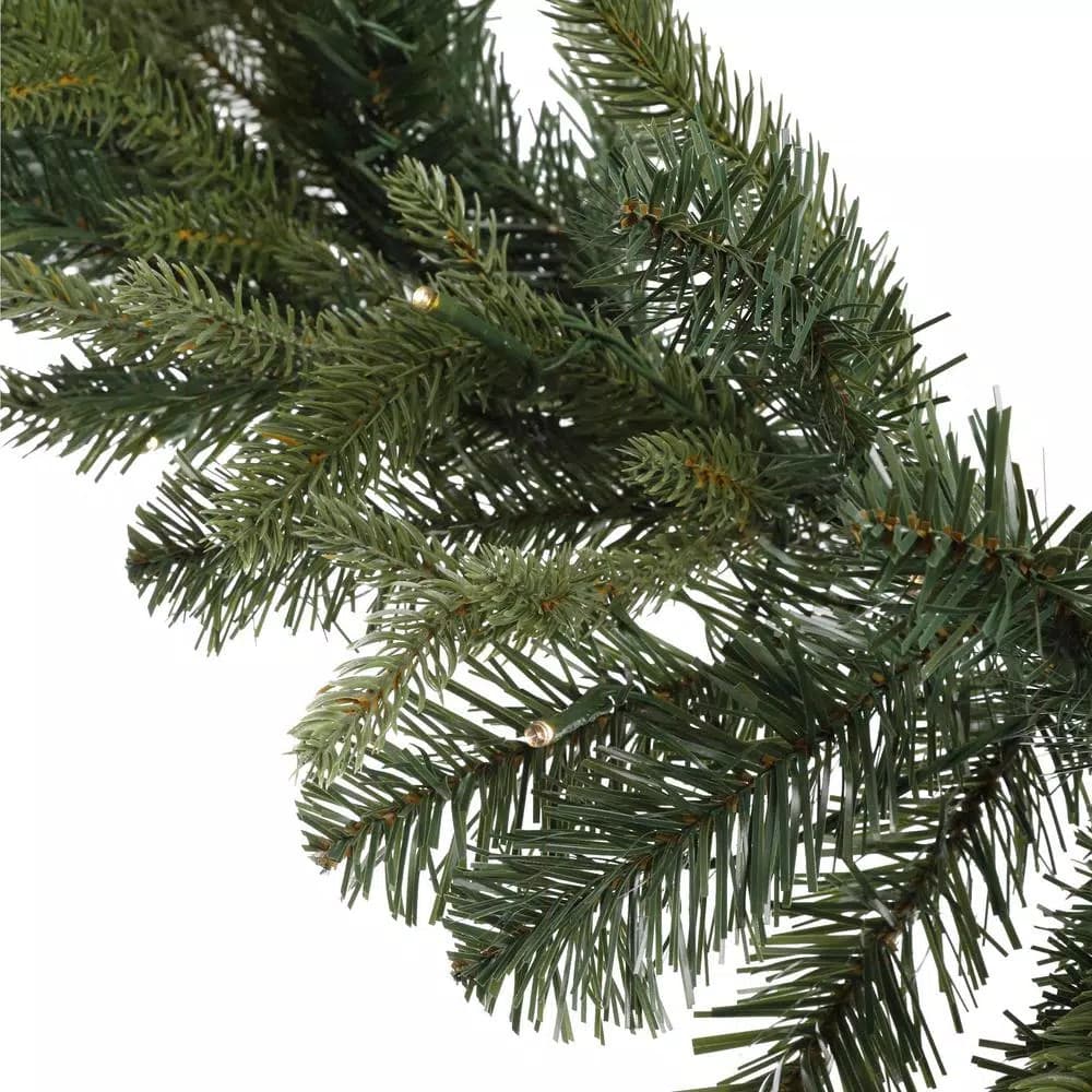 Home Accents Holiday 12 ft. Pre-Lit Norway Garland with 70 Warm White LED Lights, Battery Operated