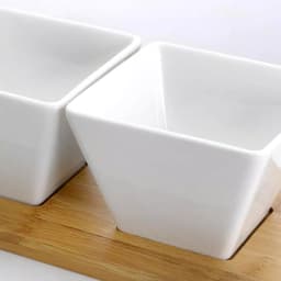 Elama Signature Collection Stoneware Appetizer and Condiment Server Set with Bamboo Tray thumbnail 3