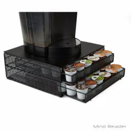 Mind Reader 72-Capacity Double K-Cup Storage Drawer, Black Metal Mesh Coffee Pod Organizer thumbnail 1
