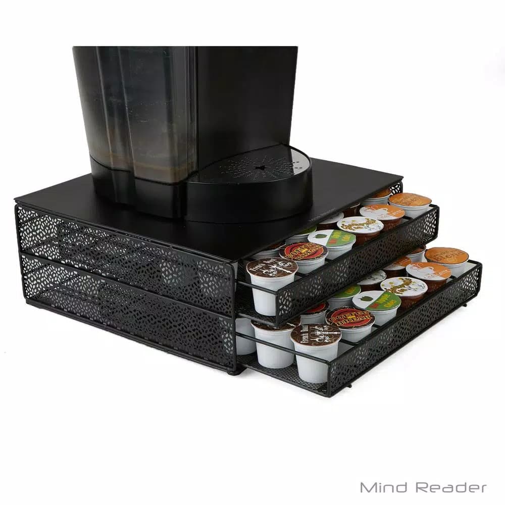 Mind Reader 72-Capacity Double K-Cup Storage Drawer, Black Metal Mesh Coffee Pod Organizer