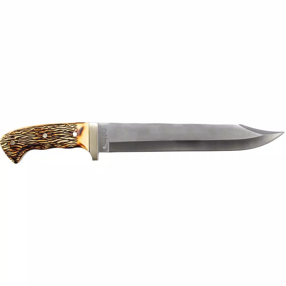Schrade Uncle Henry Bowie Full Tang Fixed Blade Knife with 7Cr17MoV Carbon Steel and Staglon Handle