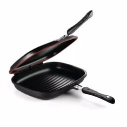 Hercules 13 in. Cast Aluminum Nonstick Double-Sided Skillet with Magnetic Lock - Black thumbnail 2
