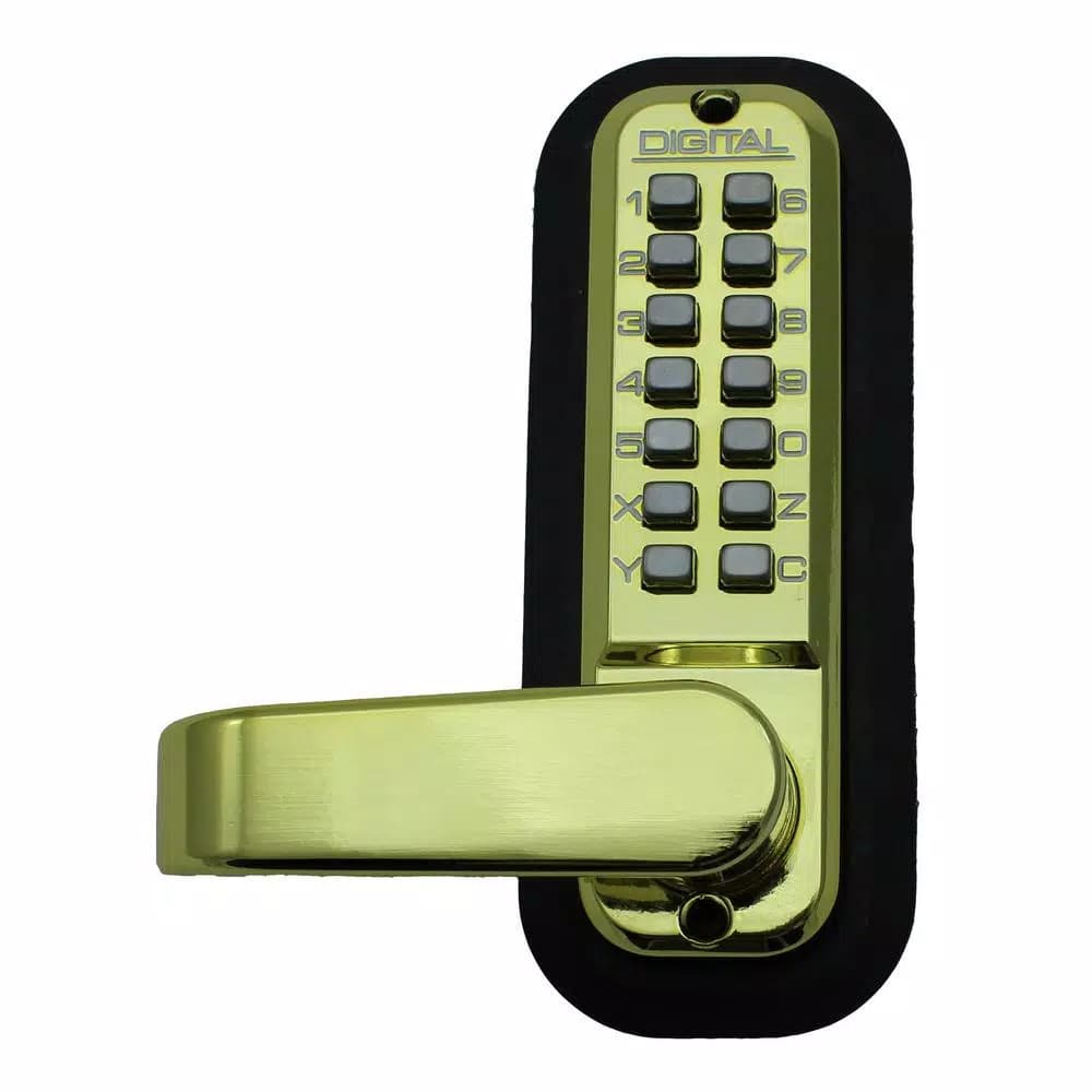 Unbranded LockeyUSA 2835 Mechanical Keyless Combination Passage Door Lever Lock, Bright Brass