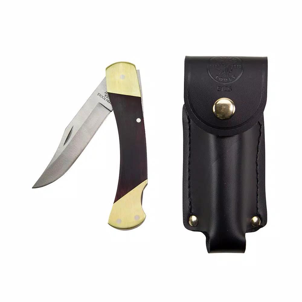 Klein Tools Klein's Sportsman Folding Knife with Ebony Wood Handle and Stainless Steel Clip Point Blade