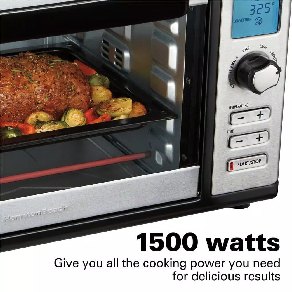Hamilton Beach 1500W Digital Countertop Oven with Convection and Rotisserie, Stainless Steel