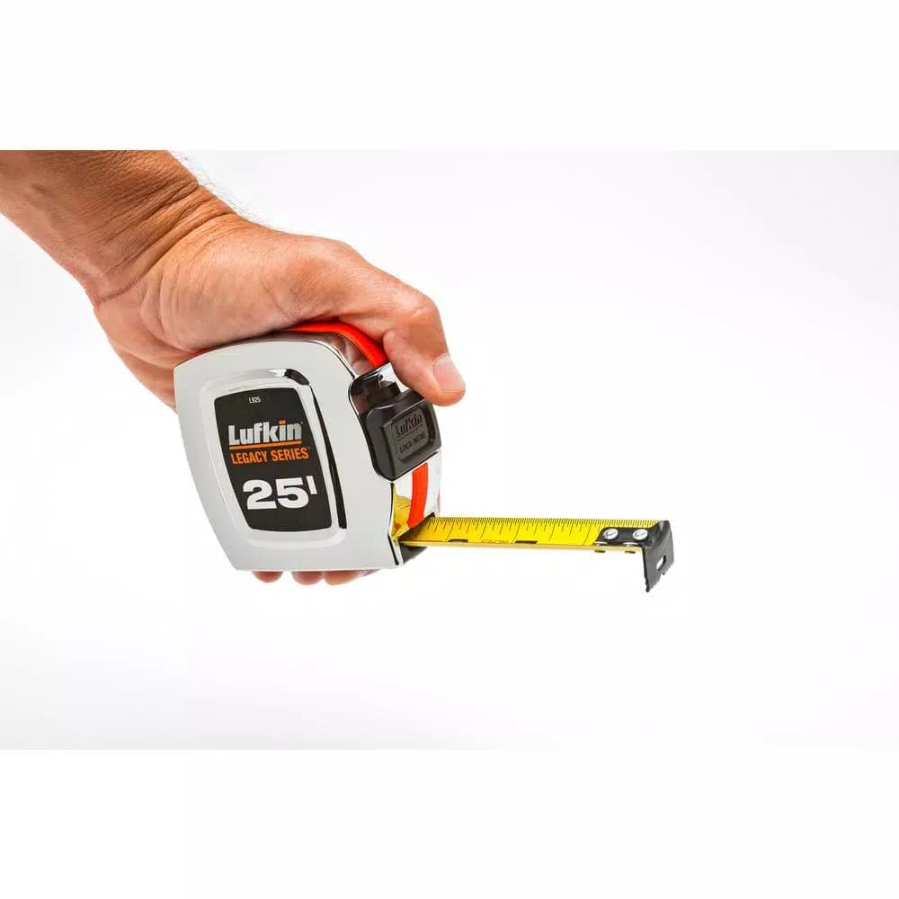 Lufkin Legacy Series 25 ft. Chrome Tape Measure, 1 in. Wide Blade, 8 in. Standout