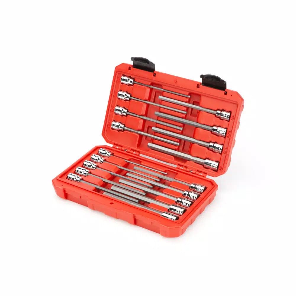 TEKTON 18-Piece 3/8 in. Drive Long Hex Bit Socket Set, 1/8 in. to 3/8 in. and 3 mm to 10 mm