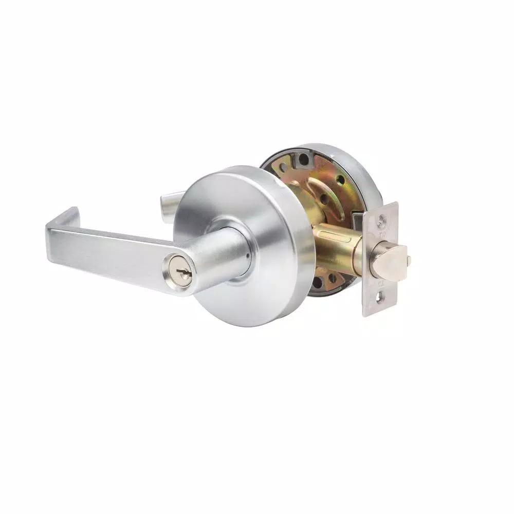 Taco Saturn Series Grade 2 Classroom Cylindrical Door Leverset with 2 Cylinders, Brushed Chrome