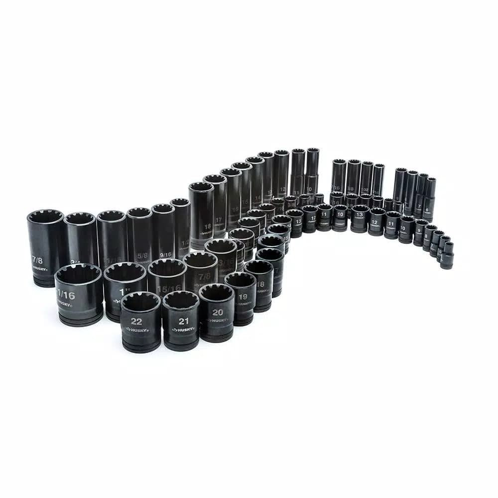 Husky 105-Piece Universal Mechanics Tool Set with 100-Position Ratchets and Knurl Grip Sockets