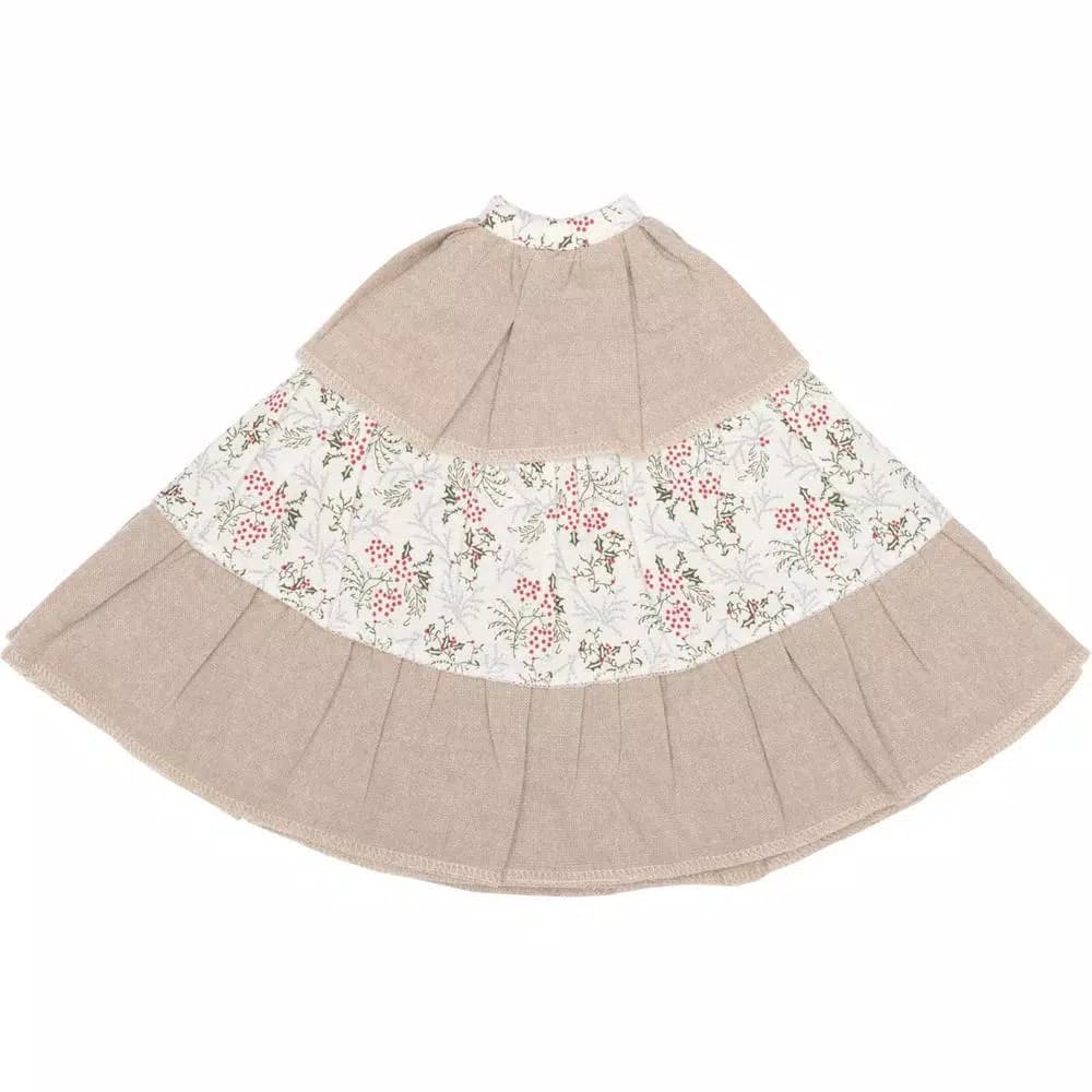 VHC Brands 21 in. Carol Khaki Tan & Winter Floral Ruffled Farmhouse Christmas Tree Skirt