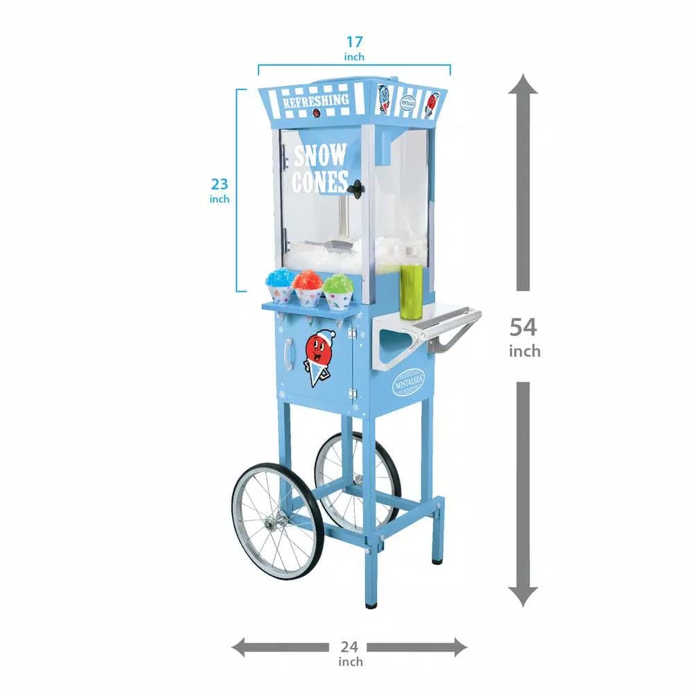 Nostalgia SCC200 Vintage Collection Snow Cone Machine Cart, 53 in., Blue