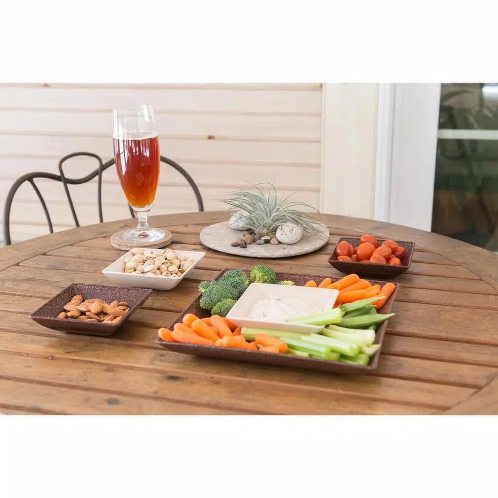 Unbranded EVO Sustainable Goods Dark Brown Wood-Plastic Composite Serving & Snack Set, 5-Piece