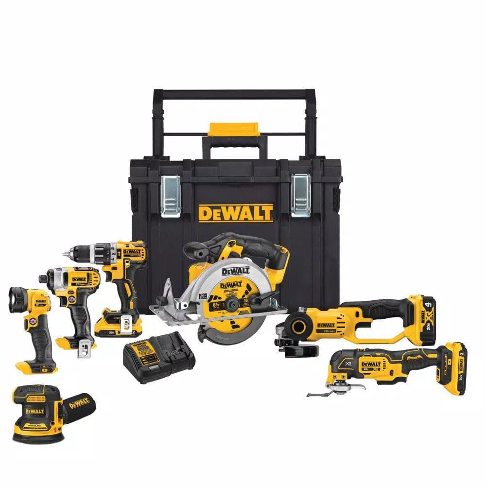 DEWALT 20V MAX Cordless 7-Tool Combo Kit with ToughSystem Case, (1) 4.0 Ah & (2) 2.0 Ah Batteries