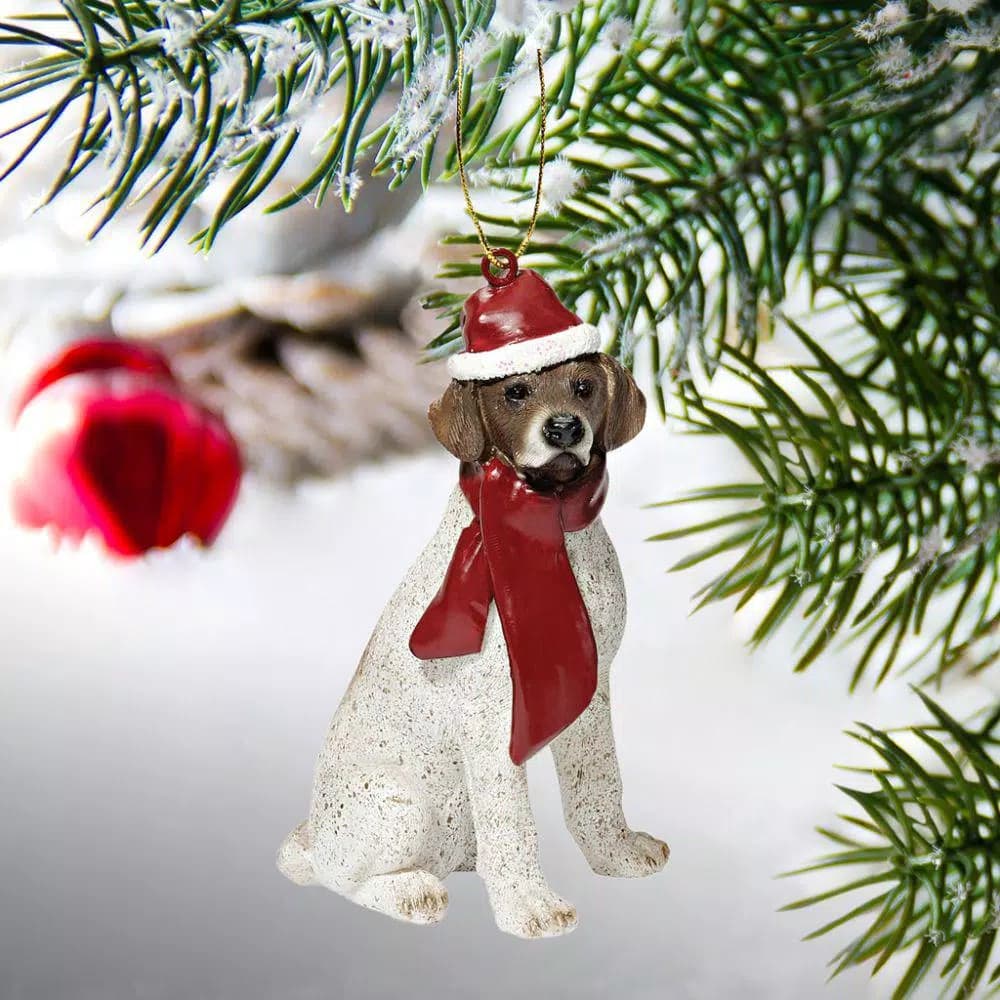 Design Toscano Pointer Dog Holiday Ornament Sculpture, Hand-Painted Resin