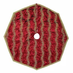 VHC Brands 55 in. Yule Christmas Red Glam Decor Tree Skirt with Gold Embroidered Paisley thumbnail 1