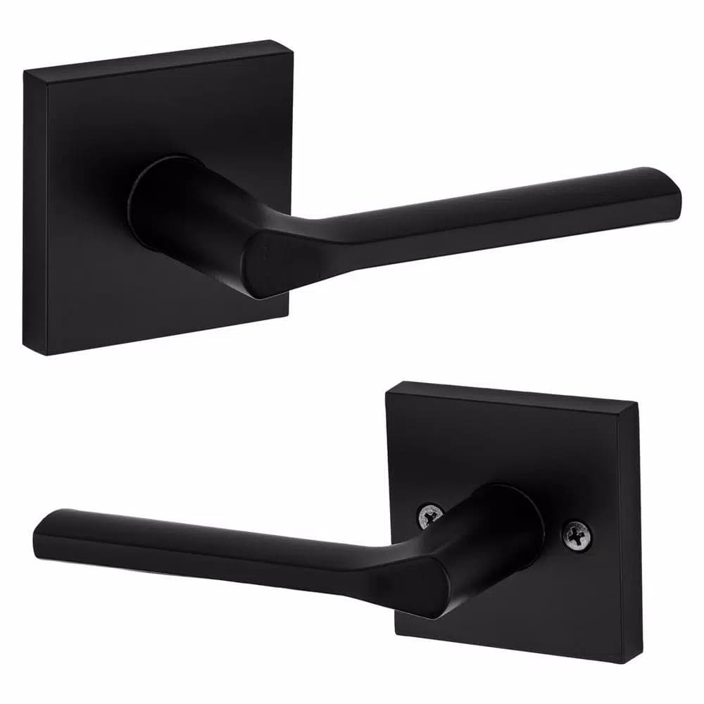 Kwikset Lisbon Square Matte Black Interior Passage Door Lever
