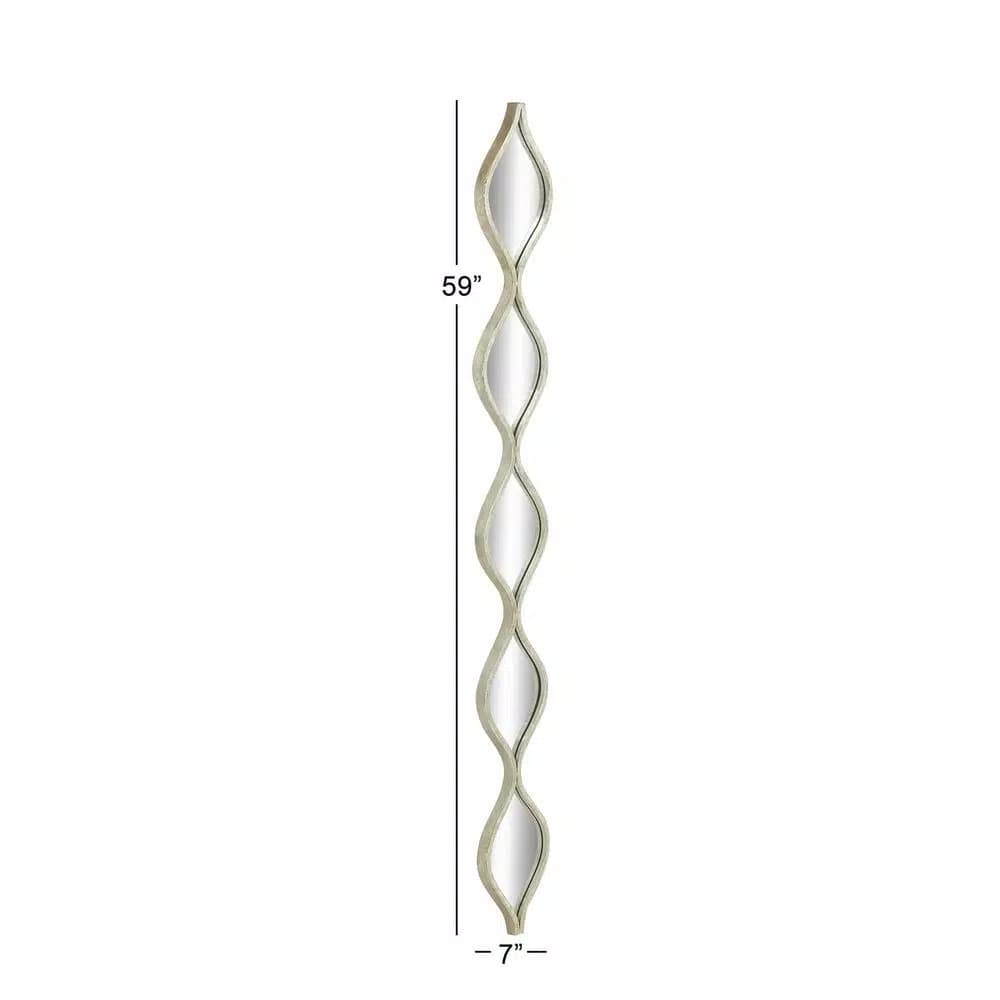 LITTON LANE Large Irregular Wavy Contemporary Metal Wall Mirror - Silver Polished Finish (59 in. H x 7 in. W)