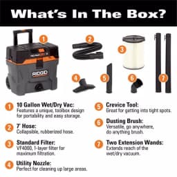 RIDGID 10 Gal. 5.0 Peak HP ProPack Plus Wet/Dry Shop Vacuum with Qwik Lock Filter thumbnail 2