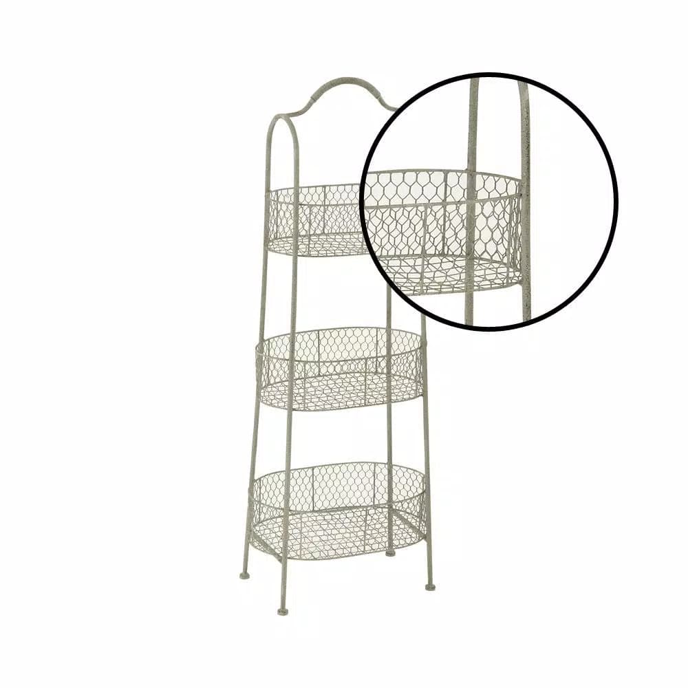 Litton Lane Vintage White 3-Tier Metal Wire Basket Cake Stand - Farmhouse Serving Tray