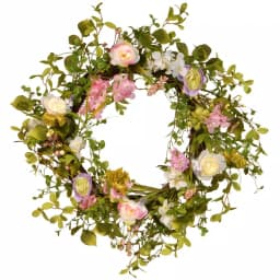 National Tree Company 24 in. Decorative Spring Wreath with Mixed Pastel Flowers and Berry Clusters thumbnail 1