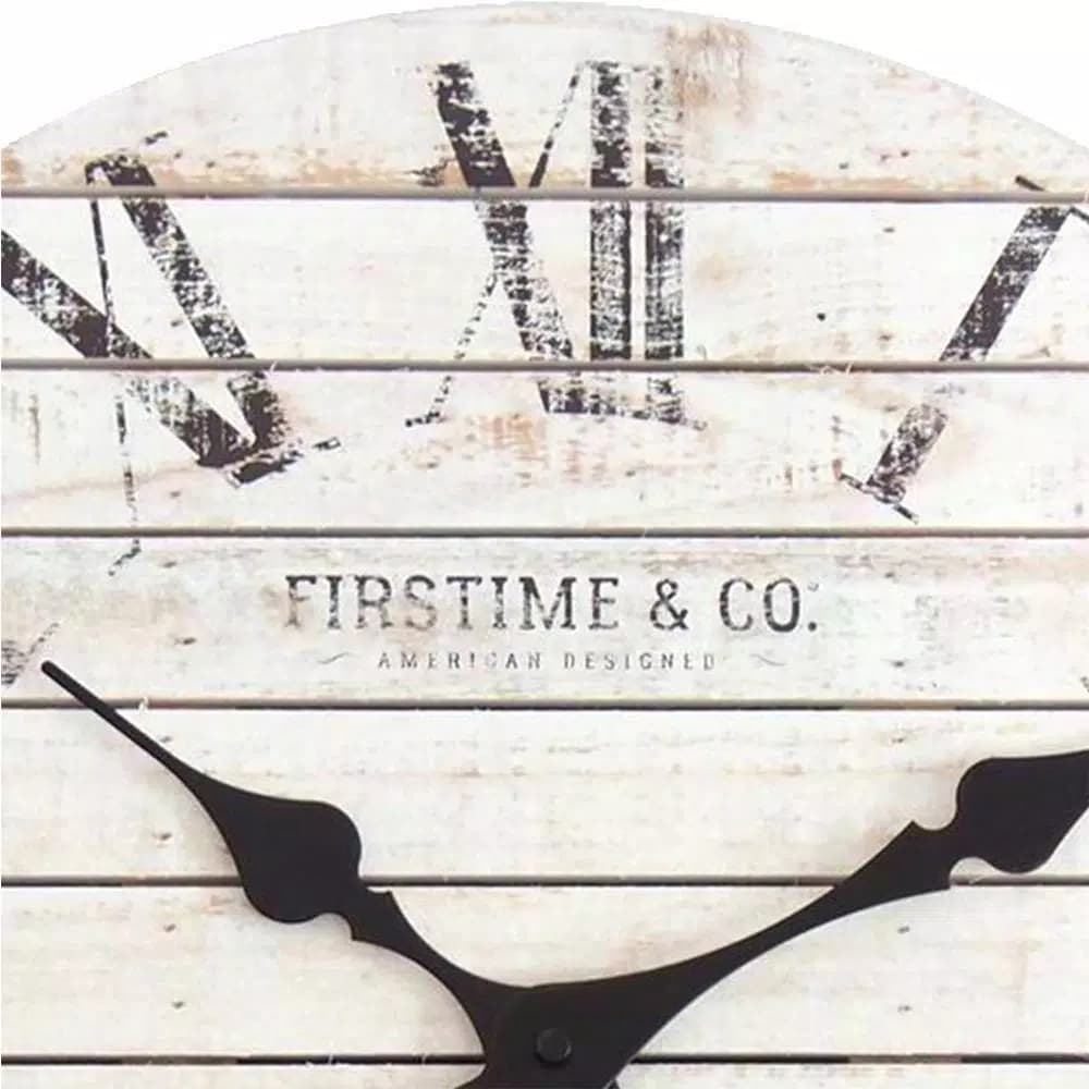FirsTime 18 in. Shiplap White Wall Clock with Roman Numerals