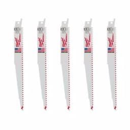 Milwaukee 9 in. 5 TPI Wood Cutting Reciprocating Saw Blades, Bi-Metal (5-Pack) thumbnail 1