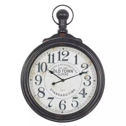 LITTON LANE 39 in. Vintage Wood Wall Clock with Ebony Finish and Distressed White Dial thumbnail 1