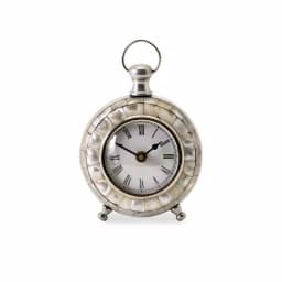 Unbranded Levine Silver Metal Desk Clock with Shell Inlay Pattern - Analog thumbnail 2