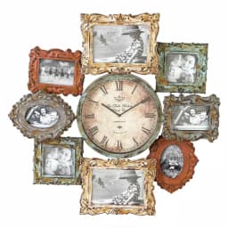 LITTON LANE 25 in. Metal Victorian Photo Frame Montage and Wall Clock with 8 Frames thumbnail 5