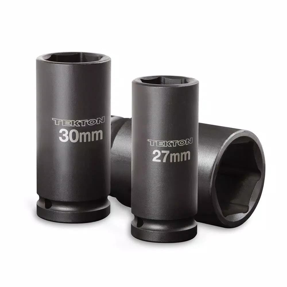 TEKTON 3/4 in. Drive 27-38 mm 6-Point Deep Metric Impact Socket Set, 8-Piece