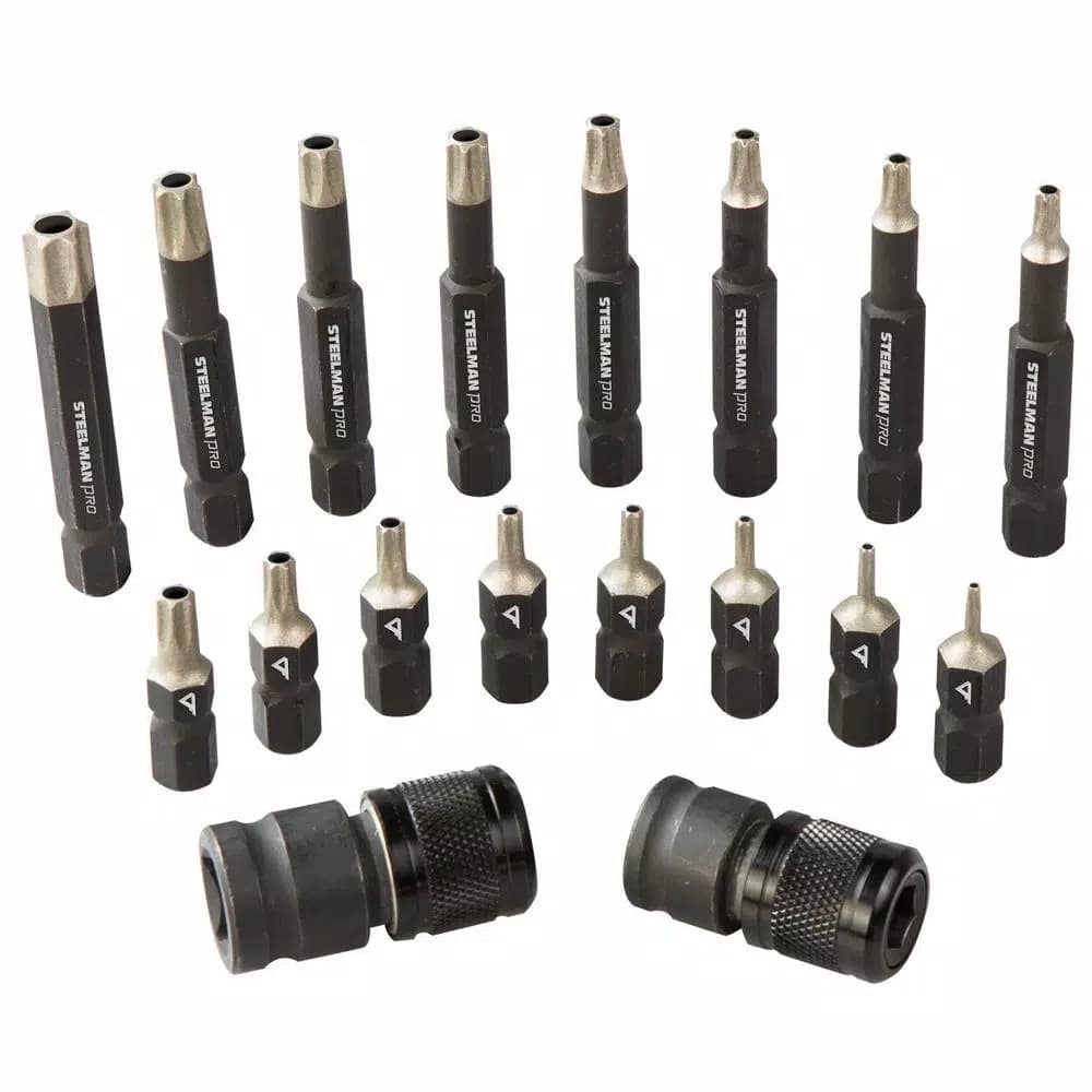 Steelman 18-Piece Tamper Proof Diamond Force Star Bit Driver Set with Adapters