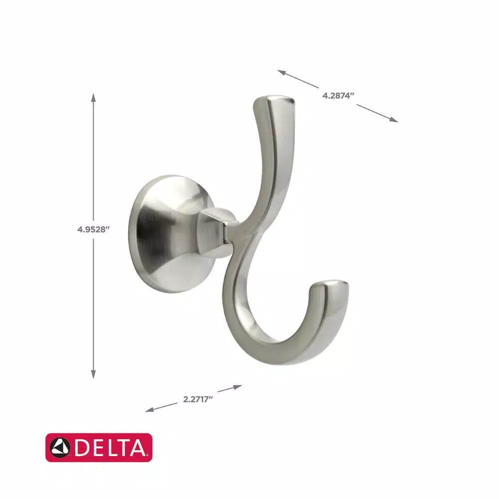 Delta Mandara Double Towel Hook, Brushed Nickel
