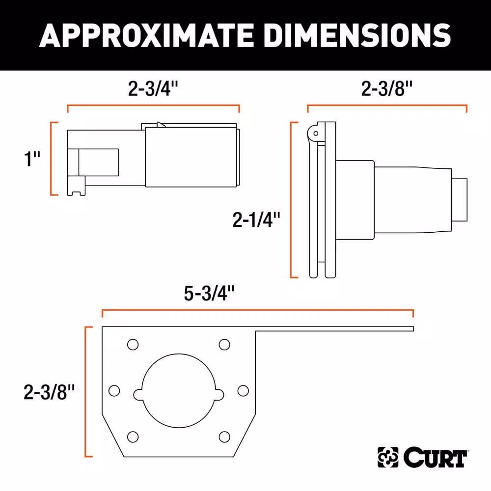 CURT 6-Way Round Trailer Connector Plug & Socket Kit with Hardware