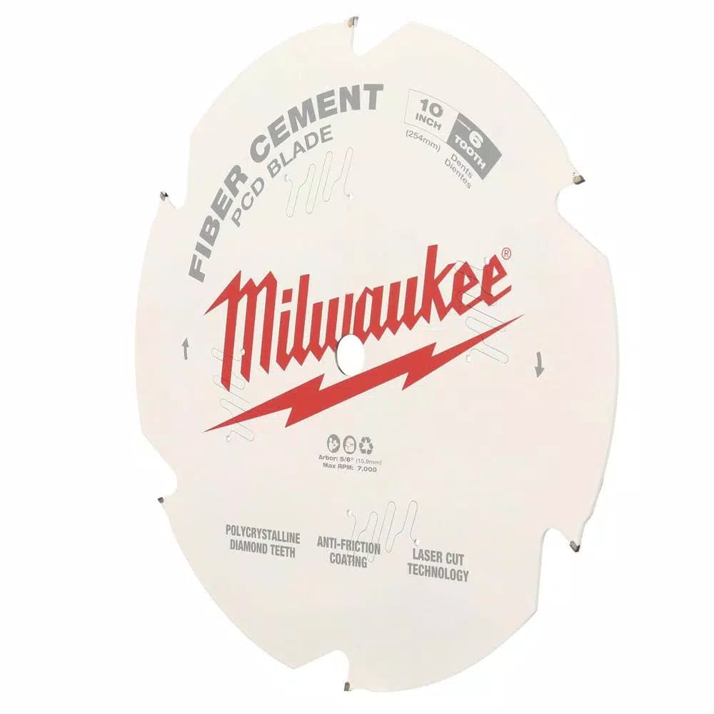 Milwaukee 10 in. 6-Tooth PCD Tipped Fiber Cement Circular Saw Blade